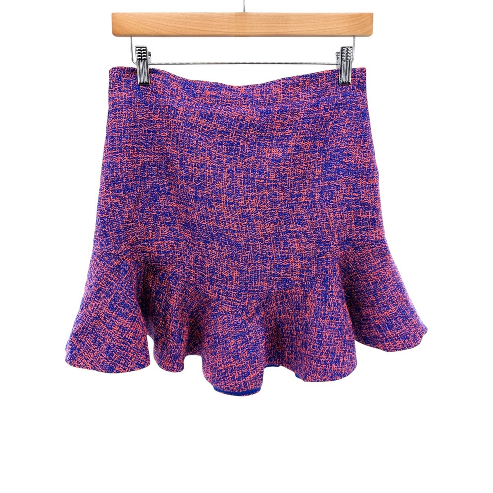 Alexis Hessa Tweed Mini Skirt Ruffle Textured Flounce Size M USA Preppy Chic